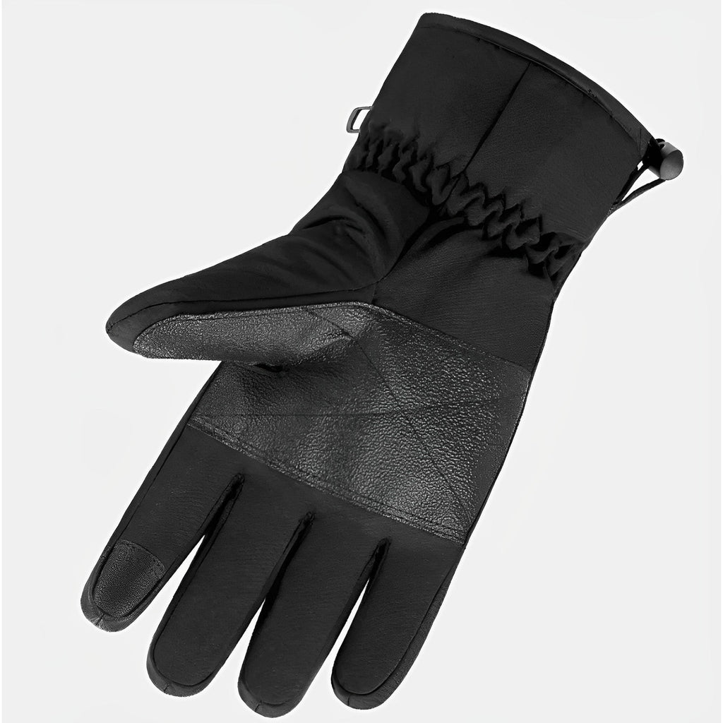 Heated gloves for cold hands with touchscreen fingertips and waterproof wrist strap