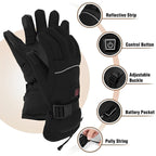 Heated gloves for cold hands with touchscreen fingertips and waterproof wrist strap