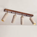 Industrial Wood and Concrete Ceiling Light with Adjustable Spotlights