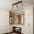 Industrial Wood and Concrete Ceiling Light with Adjustable Spotlights