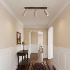 Industrial Wood and Concrete Ceiling Light with Adjustable Spotlights