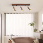Industrial Wood and Concrete Ceiling Light with Adjustable Spotlights