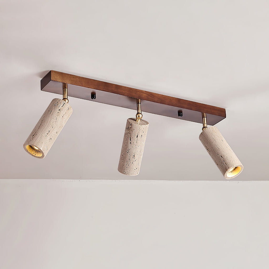 Industrial Wood and Concrete Ceiling Light with Adjustable Spotlights
