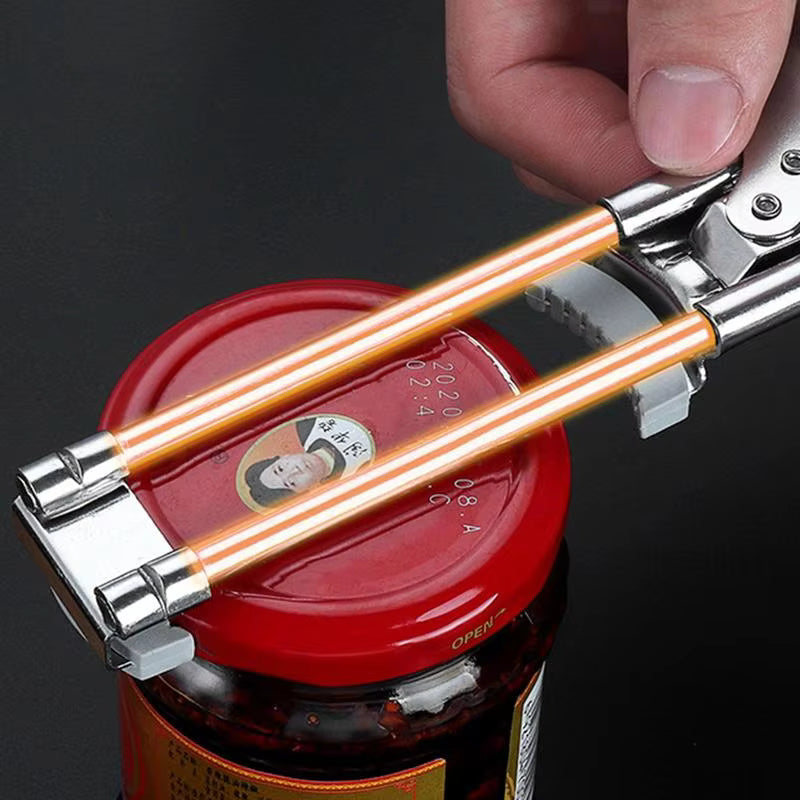 Jar Opener with Adjustable Sliding Gear and Steel Teeth, 2.5–10 cm Lids