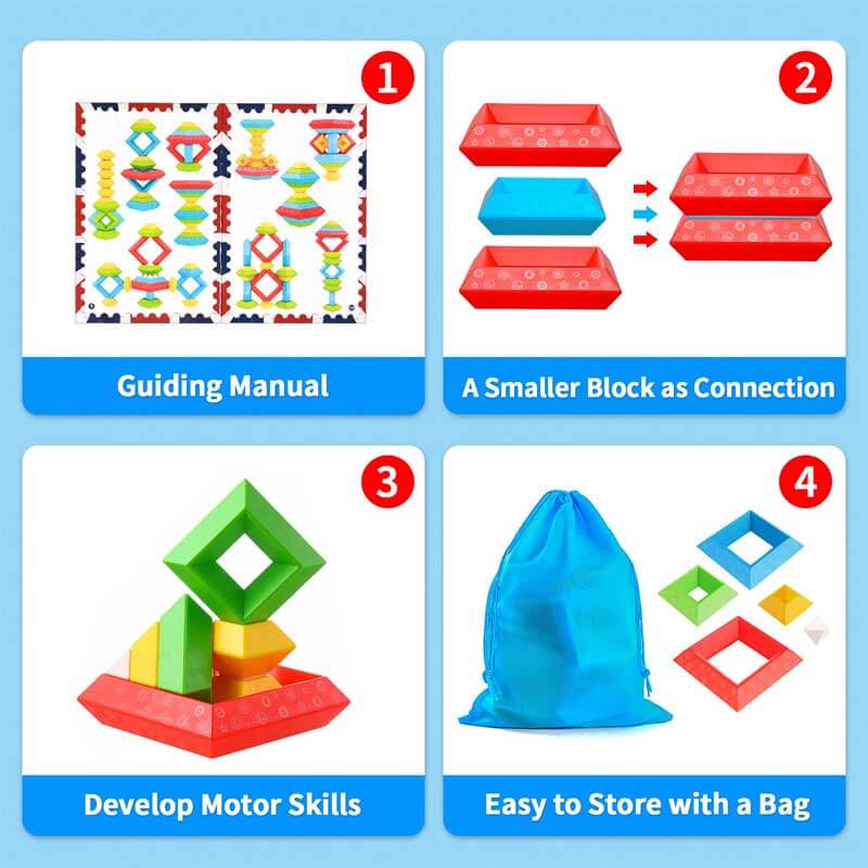 Kids Geometric Pyramids Stacking Blocks Educational Toy