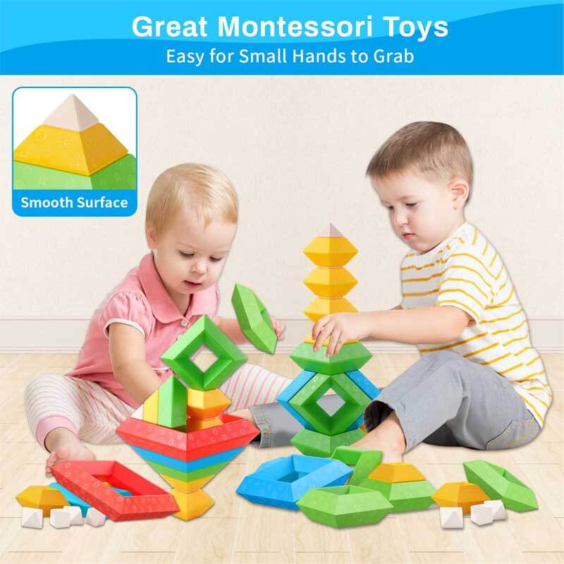 Kids Geometric Pyramids Stacking Blocks Educational Toy