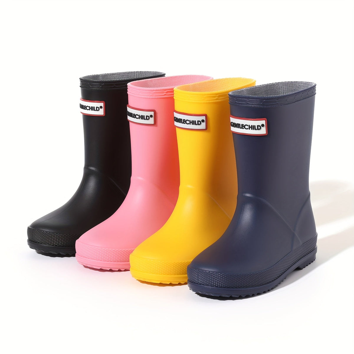 Kids Waterproof Rain Boots, Slip-Resistant PVC, Solid Colours