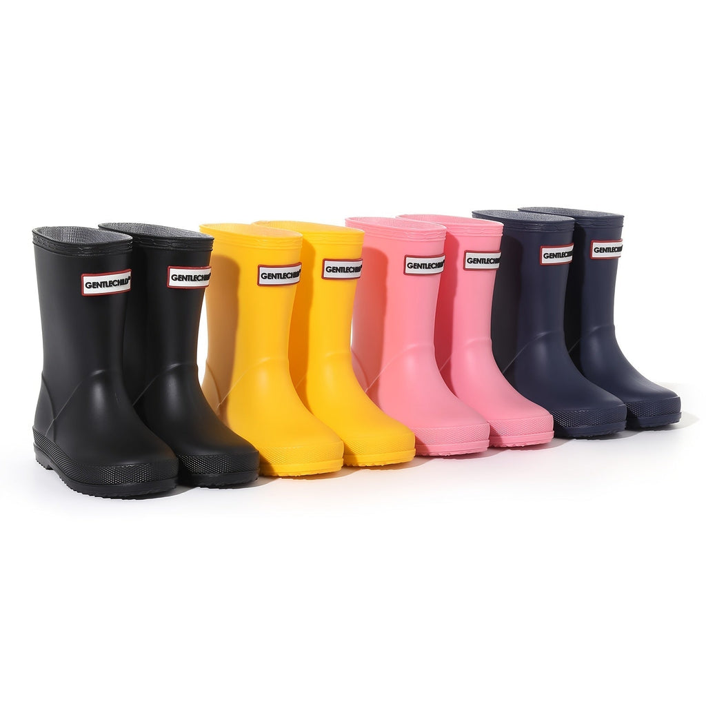 Kids Waterproof Rain Boots, Slip-Resistant PVC, Solid Colours
