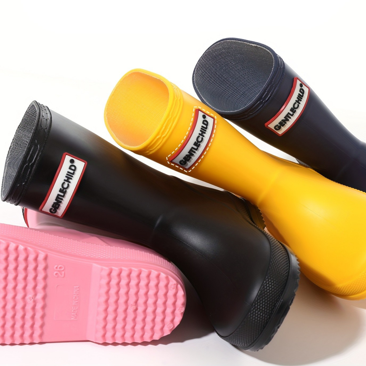 Kids Waterproof Rain Boots, Slip-Resistant PVC, Solid Colours