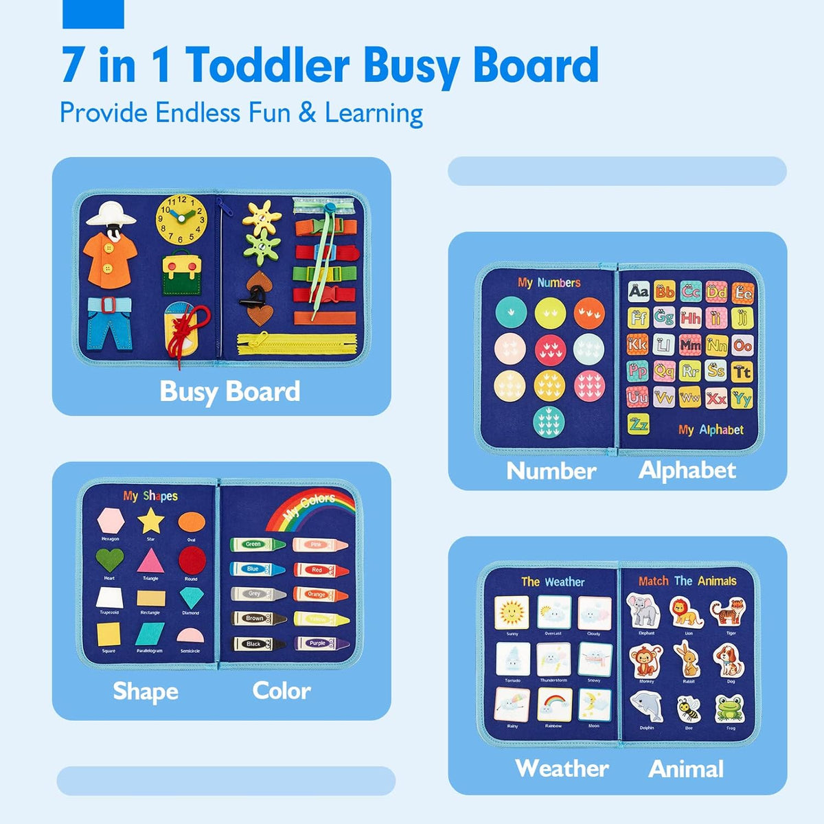 Kletshuts BusyBoard: Sensory Fine Motor Skills Montessori Educational Activity Board
