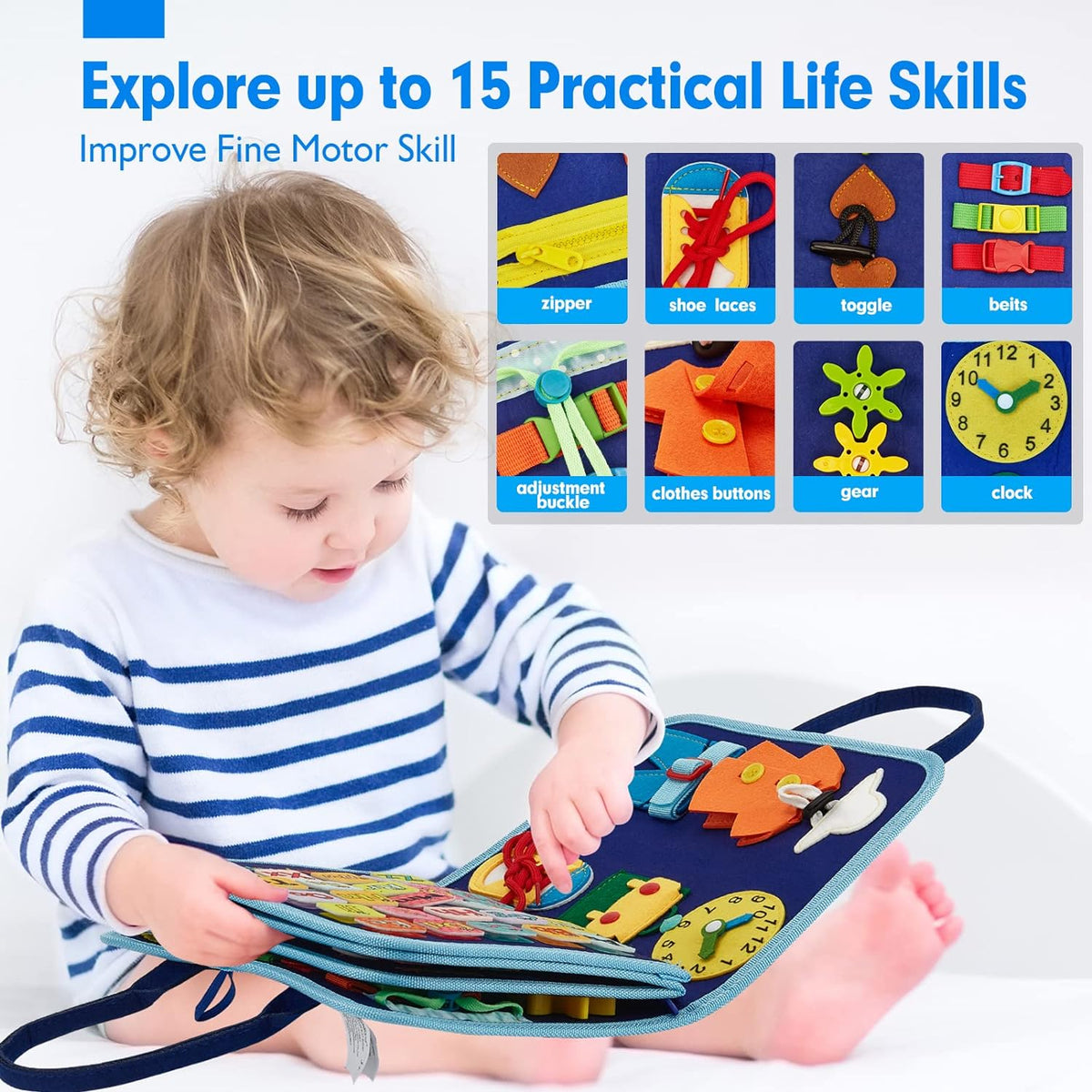 Kletshuts BusyBoard: Sensory Fine Motor Skills Montessori Educational Activity Board