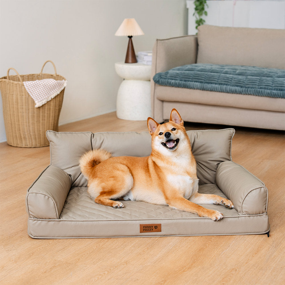 Large Dog Orthopaedic Faux Leather Foldable Pet Bed for Comfort