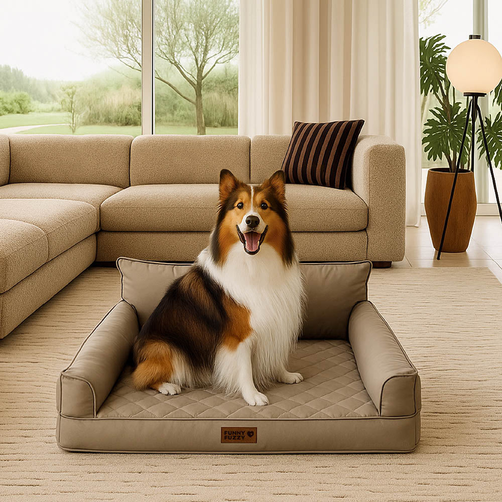 Large Dog Orthopaedic Faux Leather Foldable Pet Bed for Comfort