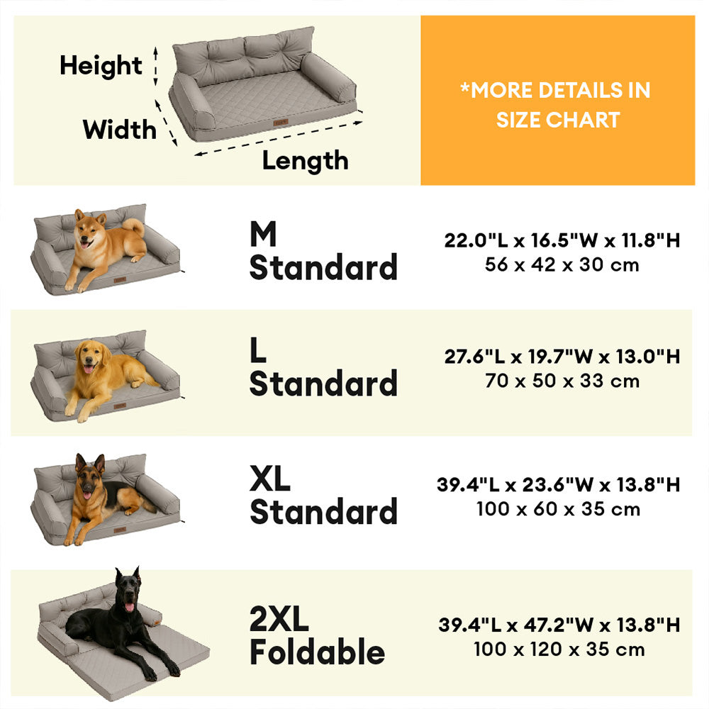 Large Dog Orthopaedic Faux Leather Foldable Pet Bed for Comfort