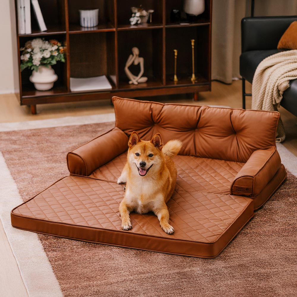 Large Dog Orthopaedic Faux Leather Foldable Pet Bed for Comfort