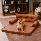 Large Dog Orthopaedic Faux Leather Foldable Pet Bed for Comfort