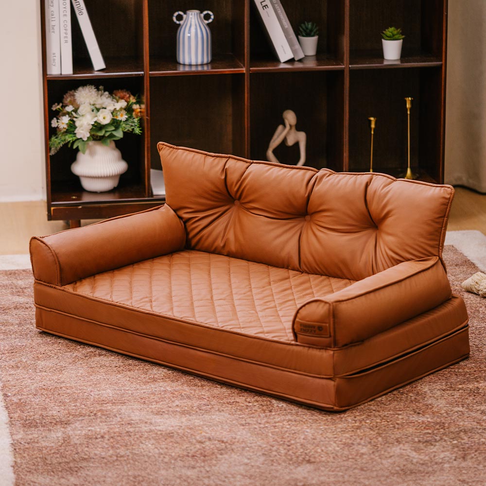 Large Dog Orthopaedic Faux Leather Foldable Pet Bed for Comfort