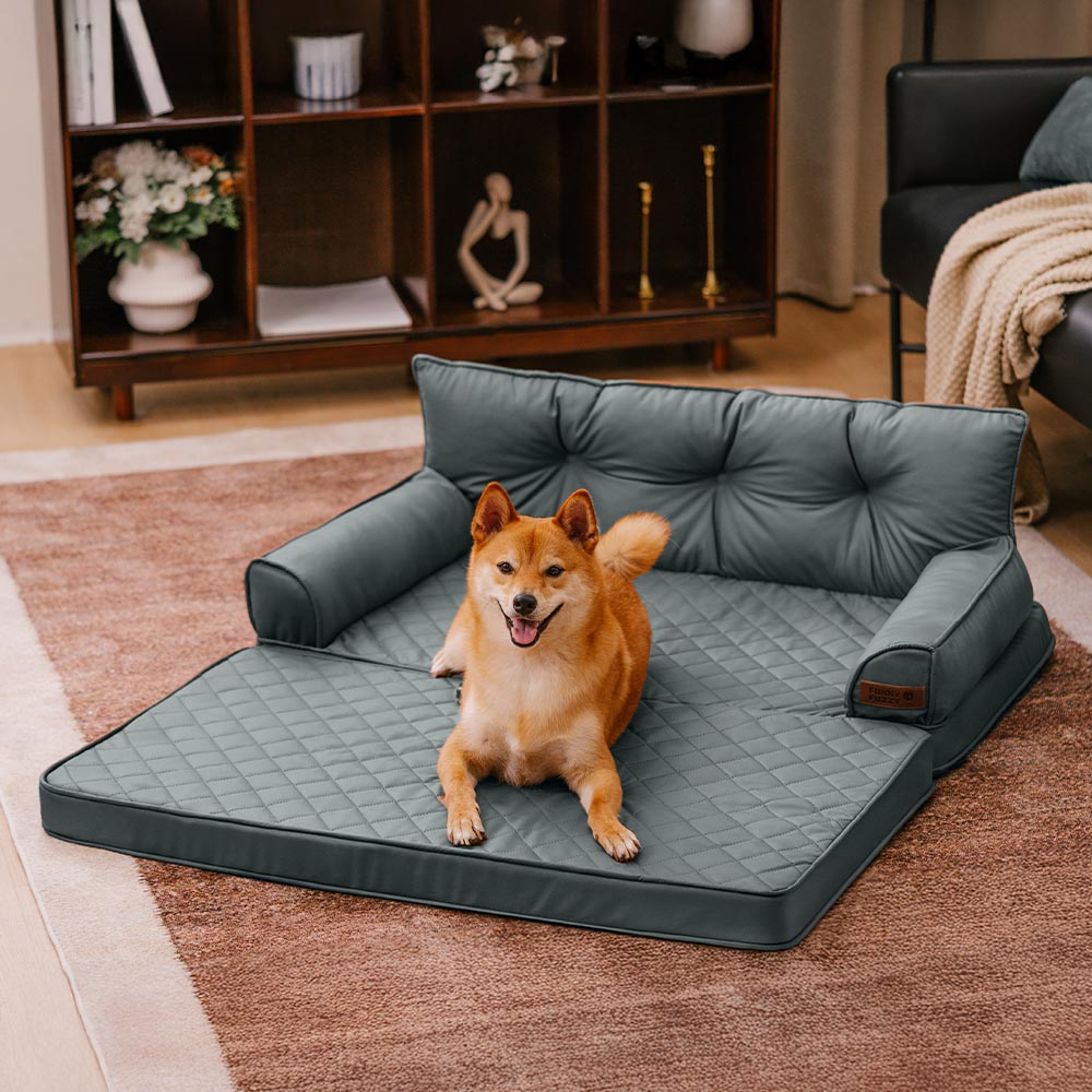 Large Dog Orthopaedic Faux Leather Foldable Pet Bed for Comfort