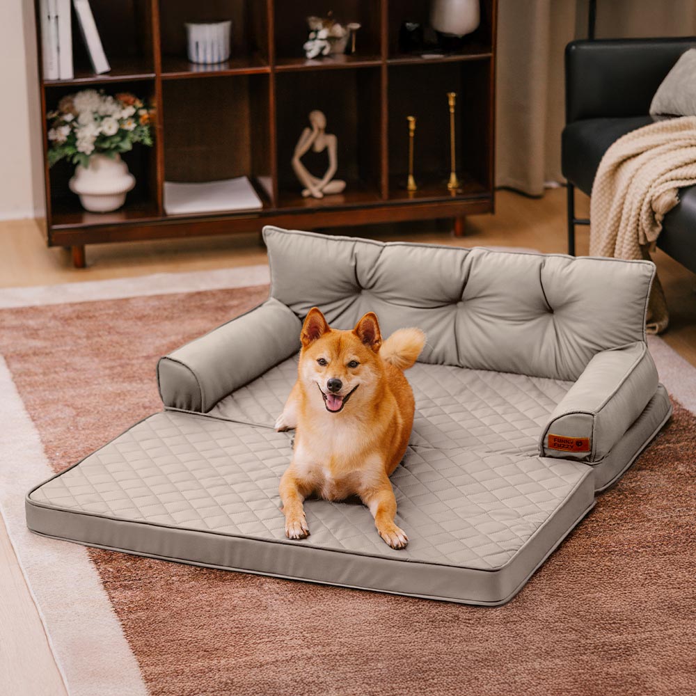 Large Dog Orthopaedic Faux Leather Foldable Pet Bed for Comfort