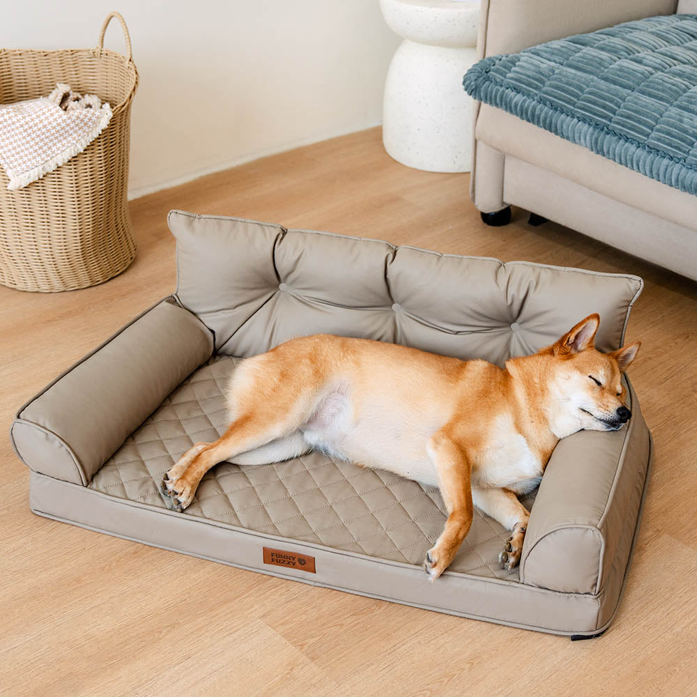 Large Dog Orthopaedic Faux Leather Foldable Pet Bed for Comfort