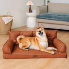 Large Dog Orthopaedic Faux Leather Foldable Pet Bed for Comfort