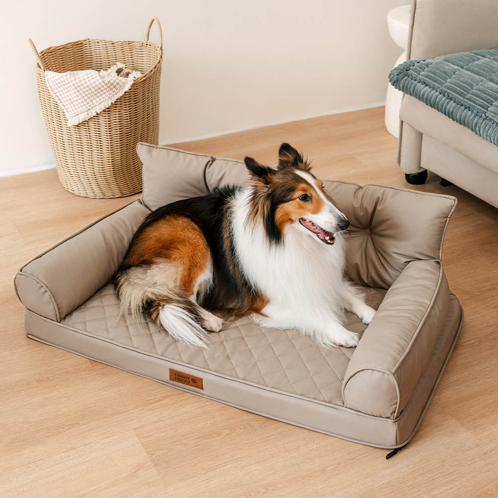 Large Dog Orthopaedic Faux Leather Foldable Pet Bed for Comfort