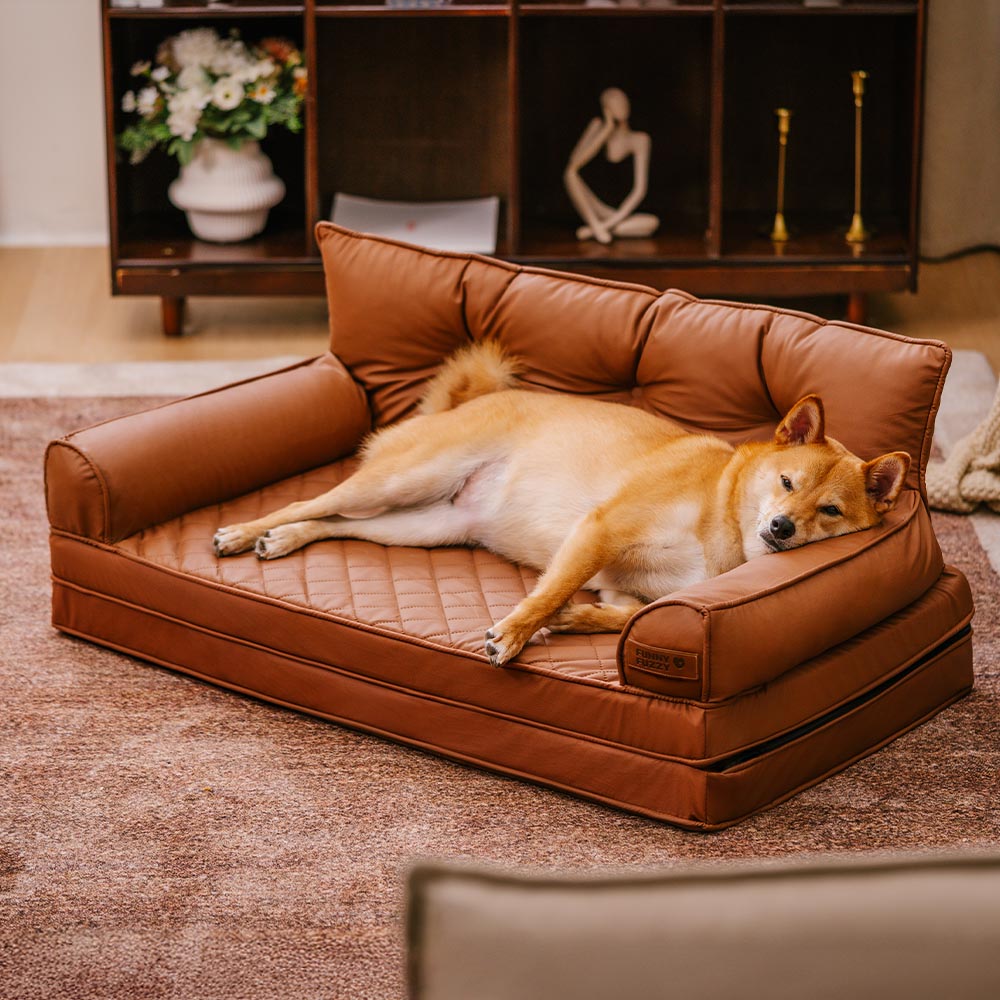 Large Dog Orthopaedic Faux Leather Foldable Pet Bed for Comfort