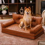 Large Dog Orthopaedic Faux Leather Foldable Pet Bed for Comfort