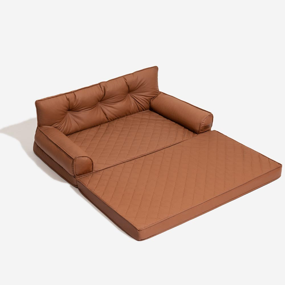 Large Dog Orthopaedic Faux Leather Foldable Pet Bed for Comfort