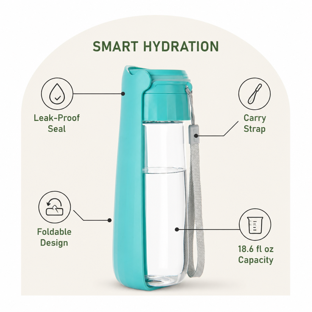 Leak-proof & foldable pet water bottle (550 ml)