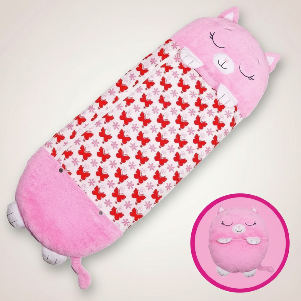 Lightweight Hooded Kids Sleeping Bag — Built-In Foldable Pillow