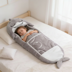 Lightweight Hooded Kids Sleeping Bag — Built-In Foldable Pillow
