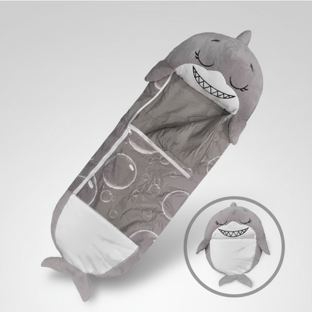 Lightweight Hooded Kids Sleeping Bag — Built-In Foldable Pillow