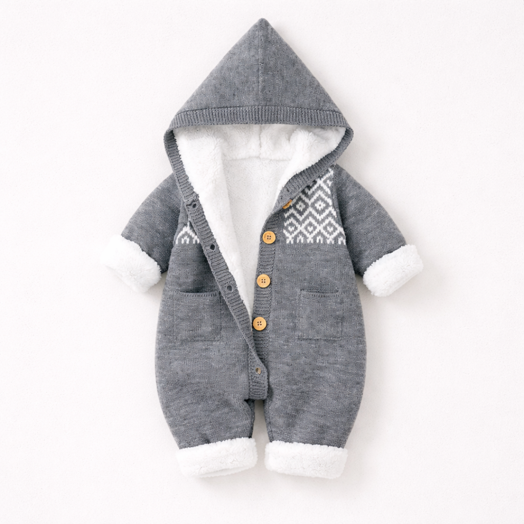 Lira Pink Knit Hooded Baby Suit