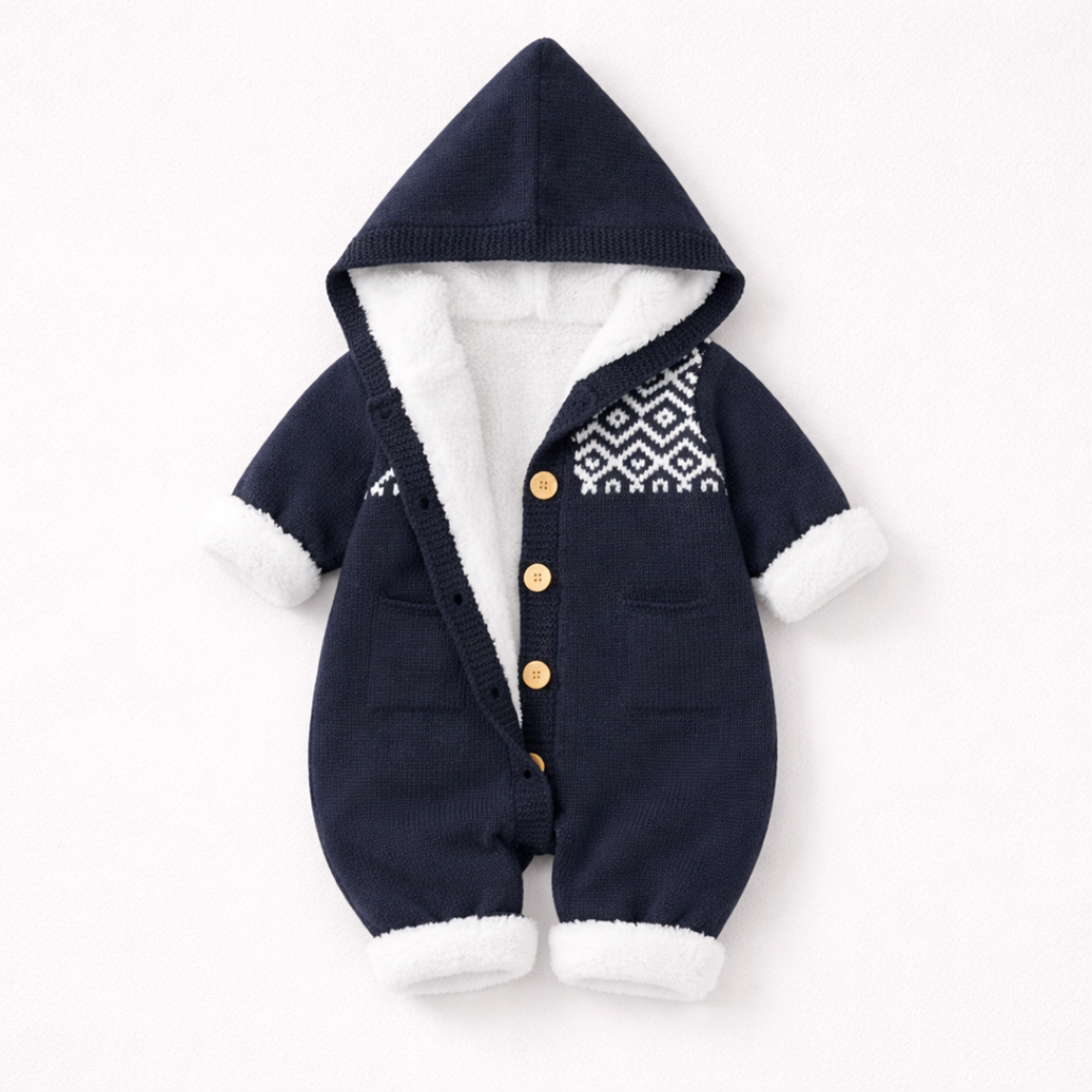 Lira Pink Knit Hooded Baby Suit