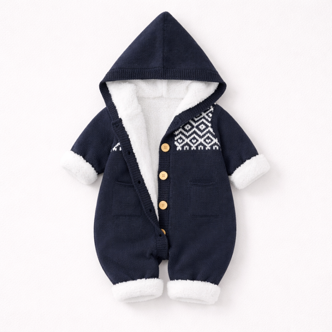 Lira Pink Knit Hooded Baby Suit