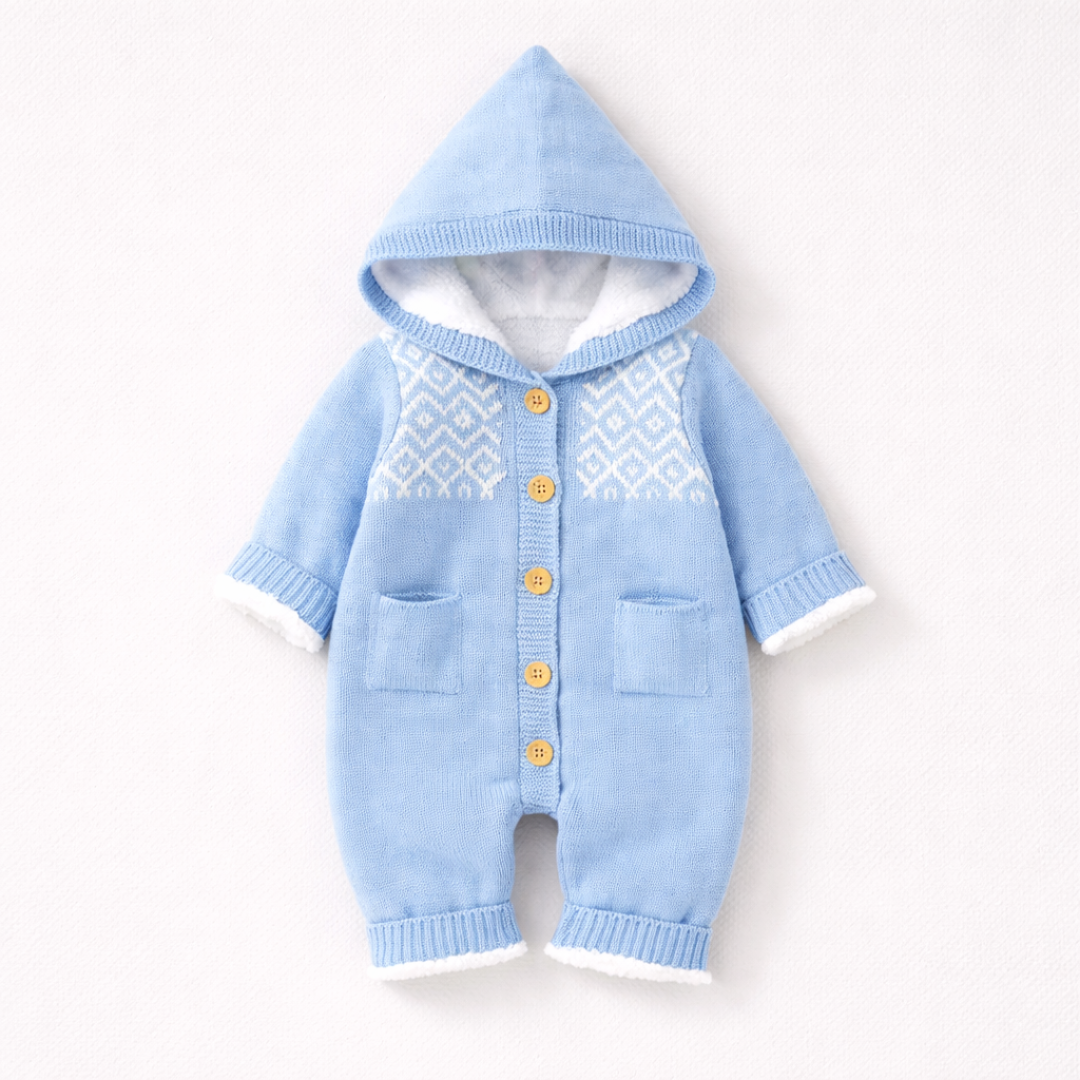 Lira Pink Knit Hooded Baby Suit