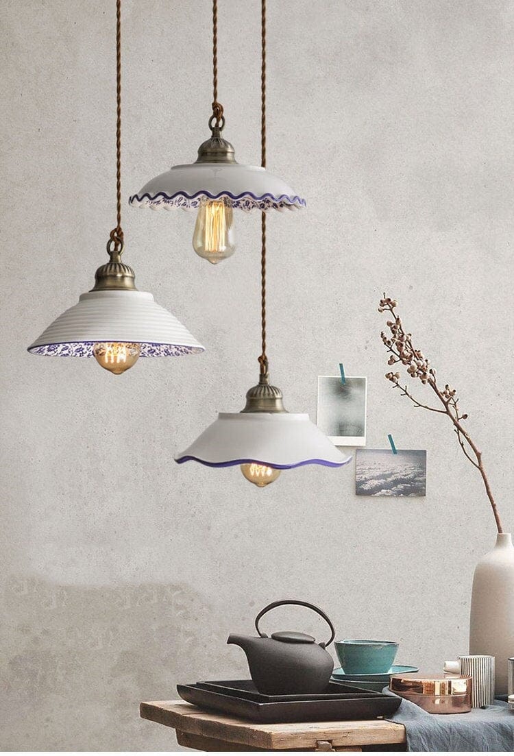 Lisboa Ceramic Pendant Light, Portuguese Tile Design, Bulb Included