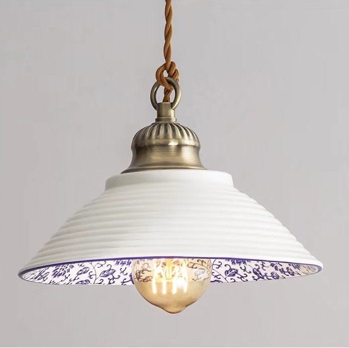 Lisboa Ceramic Pendant Light, Portuguese Tile Design, Bulb Included