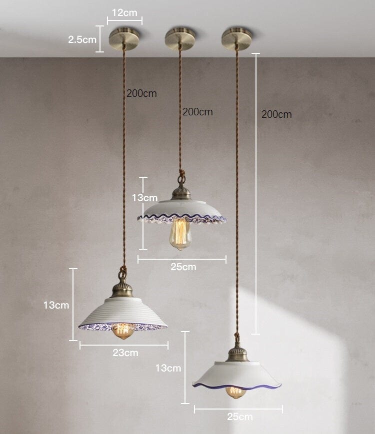 Lisboa Ceramic Pendant Light, Portuguese Tile Design, Bulb Included