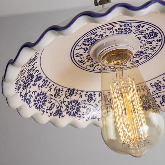 Lisboa Ceramic Pendant Light, Portuguese Tile Design, Bulb Included