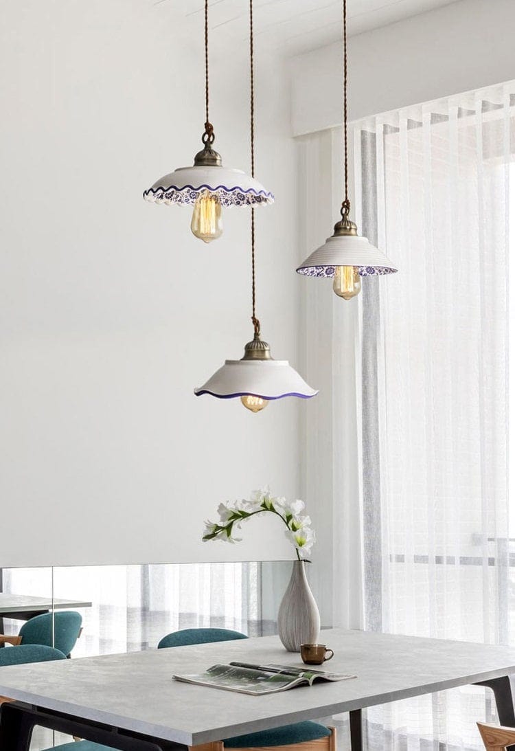 Lisboa Ceramic Pendant Light, Portuguese Tile Design, Bulb Included
