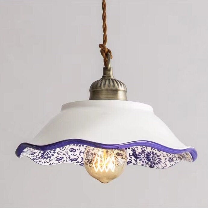 Lisboa Ceramic Pendant Light, Portuguese Tile Design, Bulb Included