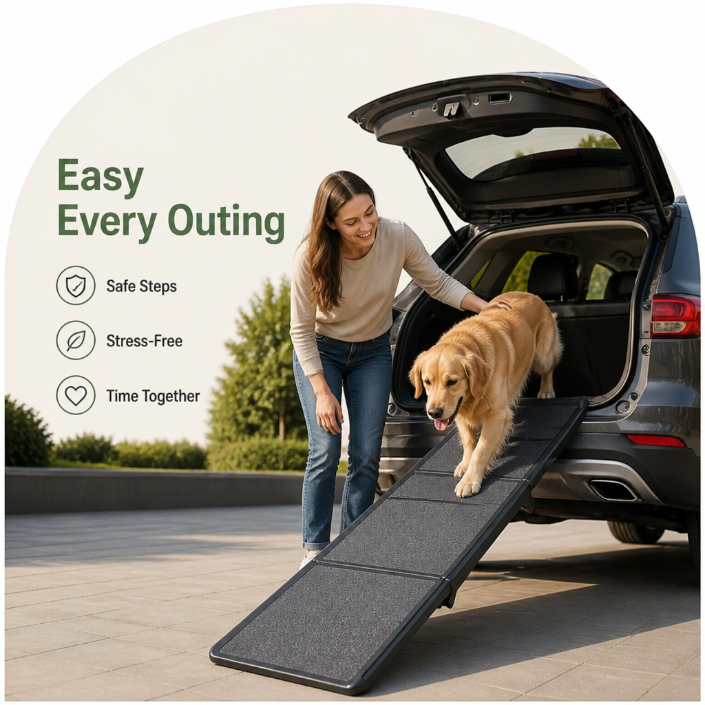 Long Folding Dog Ramp With Side Rails (Supports 68 kg)