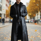 Long Leather Jacket, Windproof and Warm, Real Leather, Formal or Casual