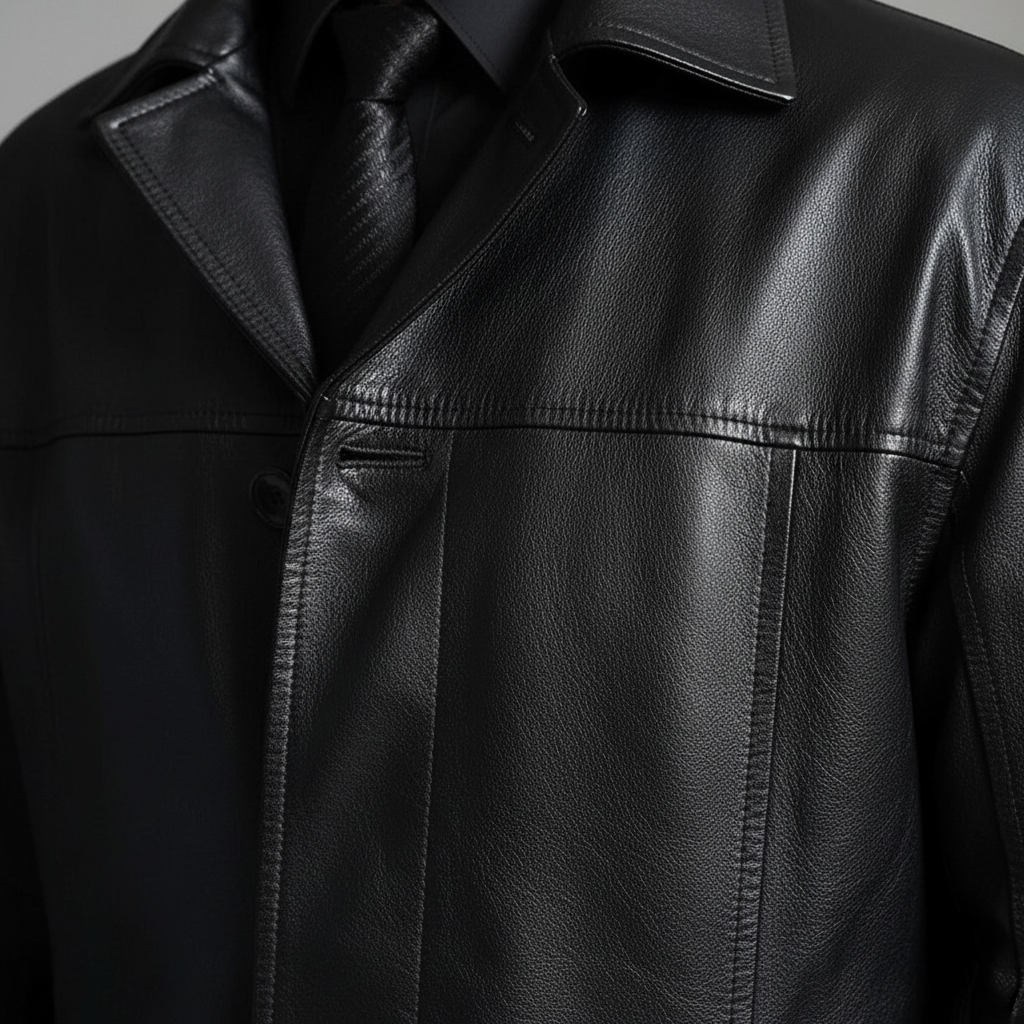 Long Leather Jacket, Windproof and Warm, Real Leather, Formal or Casual