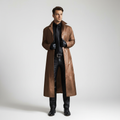 Long Leather Jacket, Windproof and Warm, Real Leather, Formal or Casual