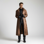 Long Leather Jacket, Windproof and Warm, Real Leather, Formal or Casual