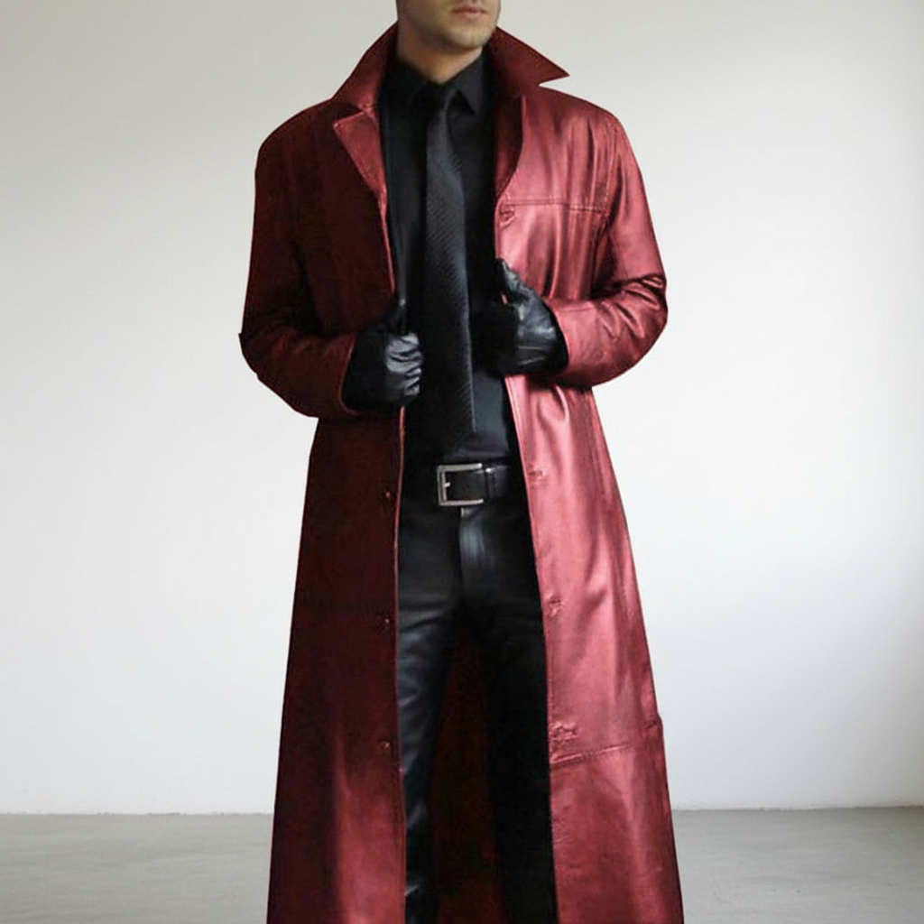 Long Leather Jacket, Windproof and Warm, Real Leather, Formal or Casual