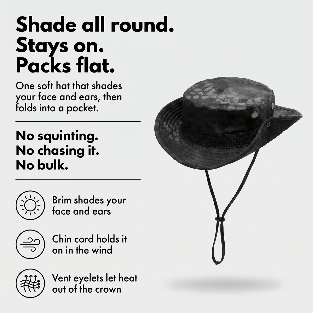Men's Boonie Hat - Packable Wide Brim Sun Hat - Fishing Hat